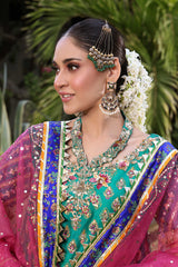 Wahaj M Khan | Nur Festive | Green Blue Gharara Nur Block Set