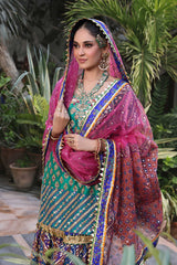 Wahaj M Khan | Nur Festive | Green Blue Gharara Nur Block Set