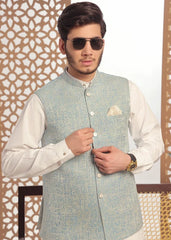 (3 Piece) - Sky Blue Suit with Matching Waistcoat