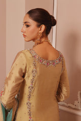 Wahaj M Khan | Banno Formals | GOLD SHEESHA BANO2 PLAZZO SET