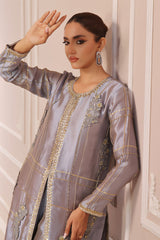 Wahaj M Khan | Banno Formals | PERIWINKLE TONED BANO2 JACKET SET