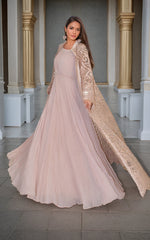 Threads and Motifs | Formal Dresses 25 | Organza Embroidered Jacket With Crushed Maxi