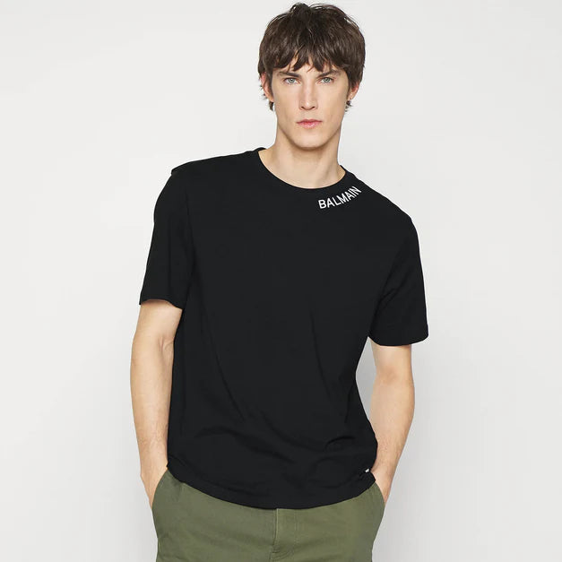B.L.M.N Black Embroidered Logo T-Shirt For Men