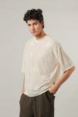 Oversized Mesh Tee - Cream | Zayan Clothing UK