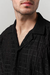 Knitted Cuban Shirt - Black | Zayan Clothing UK