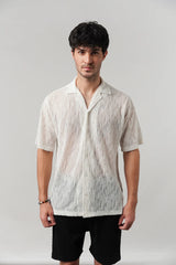 Knitted Cuban Shirt - Off-White | Zayan Clothing UK
