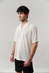 Knitted Cuban Shirt - Off-White | Zayan Clothing UK
