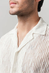 Knitted Cuban Shirt - Off-White | Zayan Clothing UK