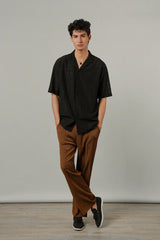 Burnout Cuban Shirt - Black | Zayan Clothing UK
