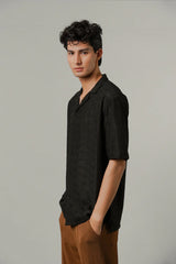 Burnout Cuban Shirt - Black | Zayan Clothing UK