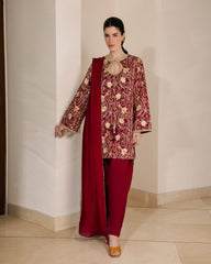 Sadaf Fawad Khan | Eva Luxury Pret 26 | Claret