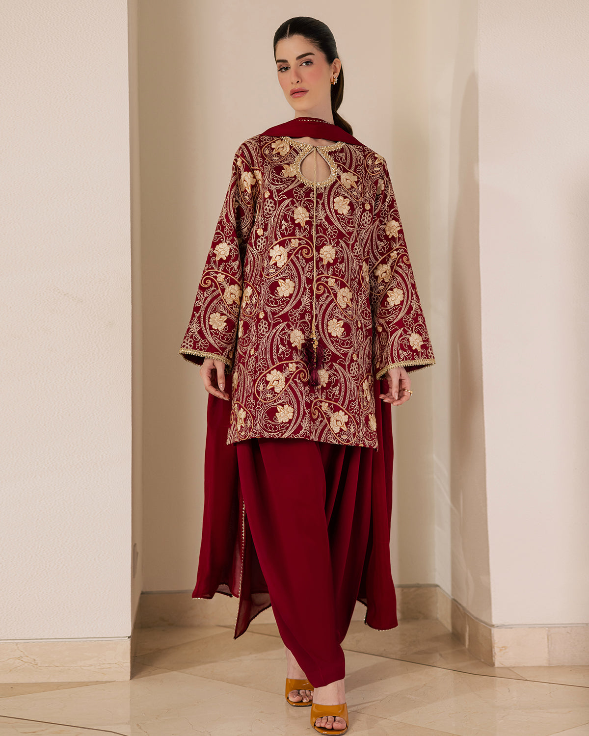 Sadaf Fawad Khan | Eva Luxury Pret 26 | Claret