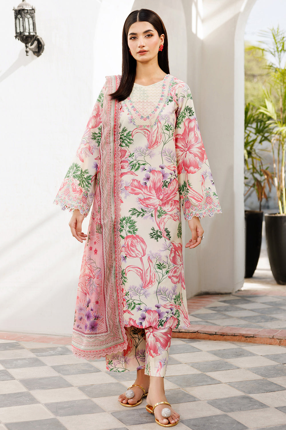 Farasha | Printed Essentials | Ivory Petal