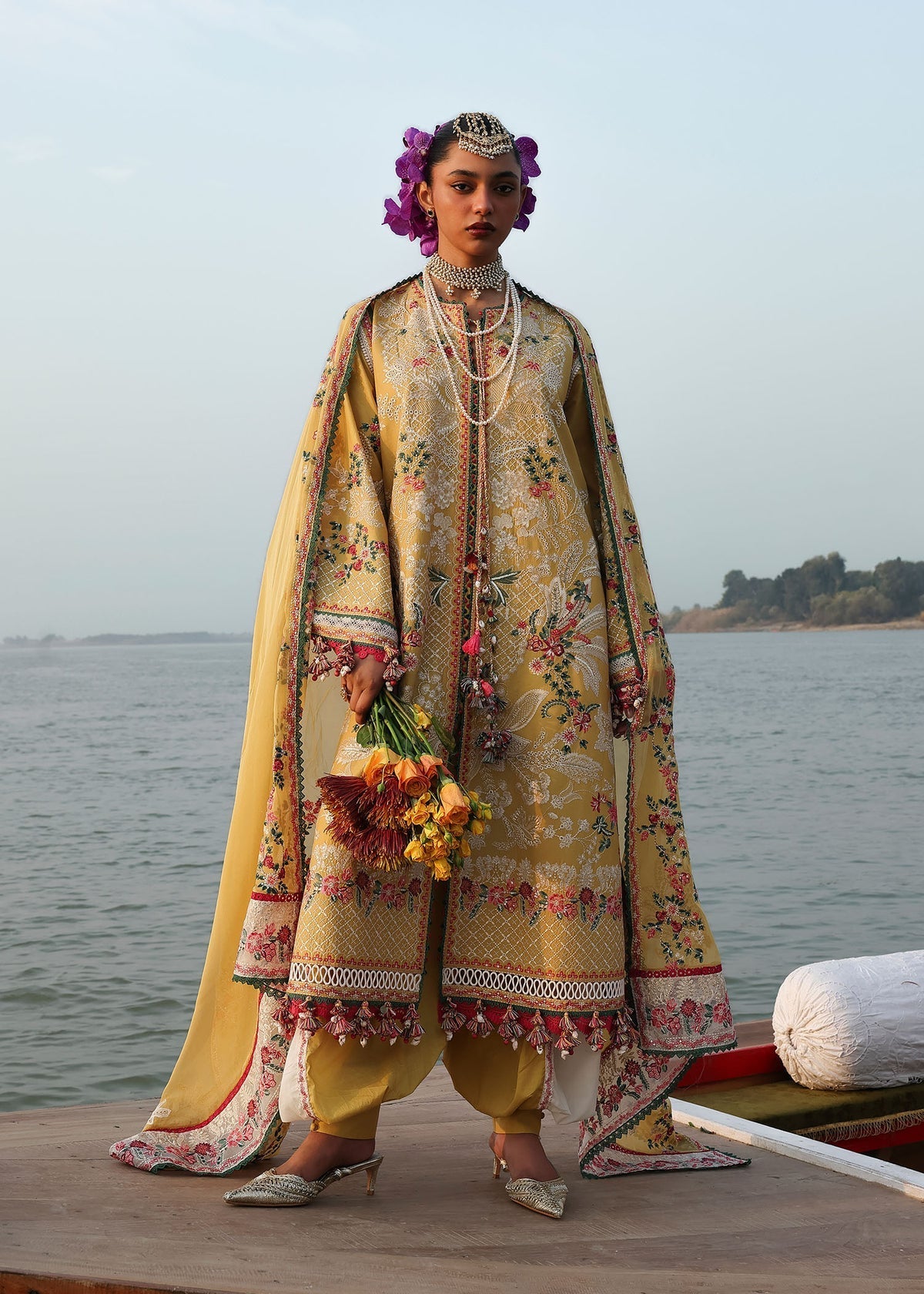 Hussain Rehar | Kalabagh Luxury Lawn 26 | Ochre