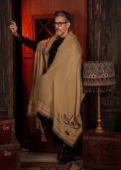 Deewana Wool Shawl | Embroidered | Camel Brown