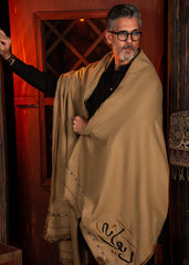 Deewana Wool Shawl | Embroidered | Camel Brown