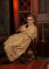 Deewana Wool Shawl | Embroidered | Camel Brown