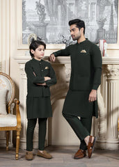 Bottle Green Kurta Trouser with Waistcoat