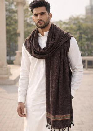Nakaashi Chocolate Brown Shawl for Men