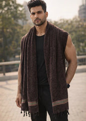 Nakaashi Chocolate Brown Shawl for Men