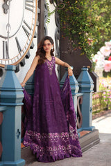 Noor by Saadia Asad | Eid Luxe Chikankari 26 | D7 - Aubergine Bloom