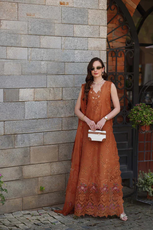 Noor by Saadia Asad | Luxury Eid Schiffli Laserkari 26 | D6 -Amber Rustique