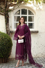 Noor by Saadia Asad | Luxe Chikankari 26 | D1 - A - plumberry
