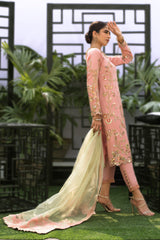 Wahaj M.Khan | Nureh Wedding Formals | Pink and Mint Green Straight Shirt and Pant