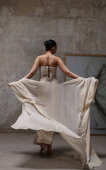 Threads and Motifs | Formal Dresses 25 | Net Embroidered Blouse With Chiffon Cape And Skirt