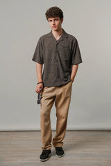 Striped Box Cuban Shirt - Black | Zayan Clothing UK