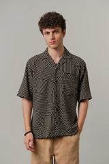 Striped Box Cuban Shirt - Black | Zayan Clothing UK