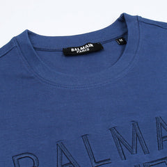 B.L.M.N Blue Embroidered Premium T-Shirt For Men