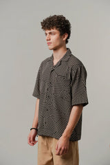 Striped Box Cuban Shirt - Black | Zayan Clothing UK
