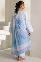 Farasha | Summer Weaves Embroidered Lawn | Pine Blue