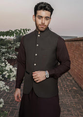 Muraqsh Mocha Brown & Burgundy - 3 Piece - 024
