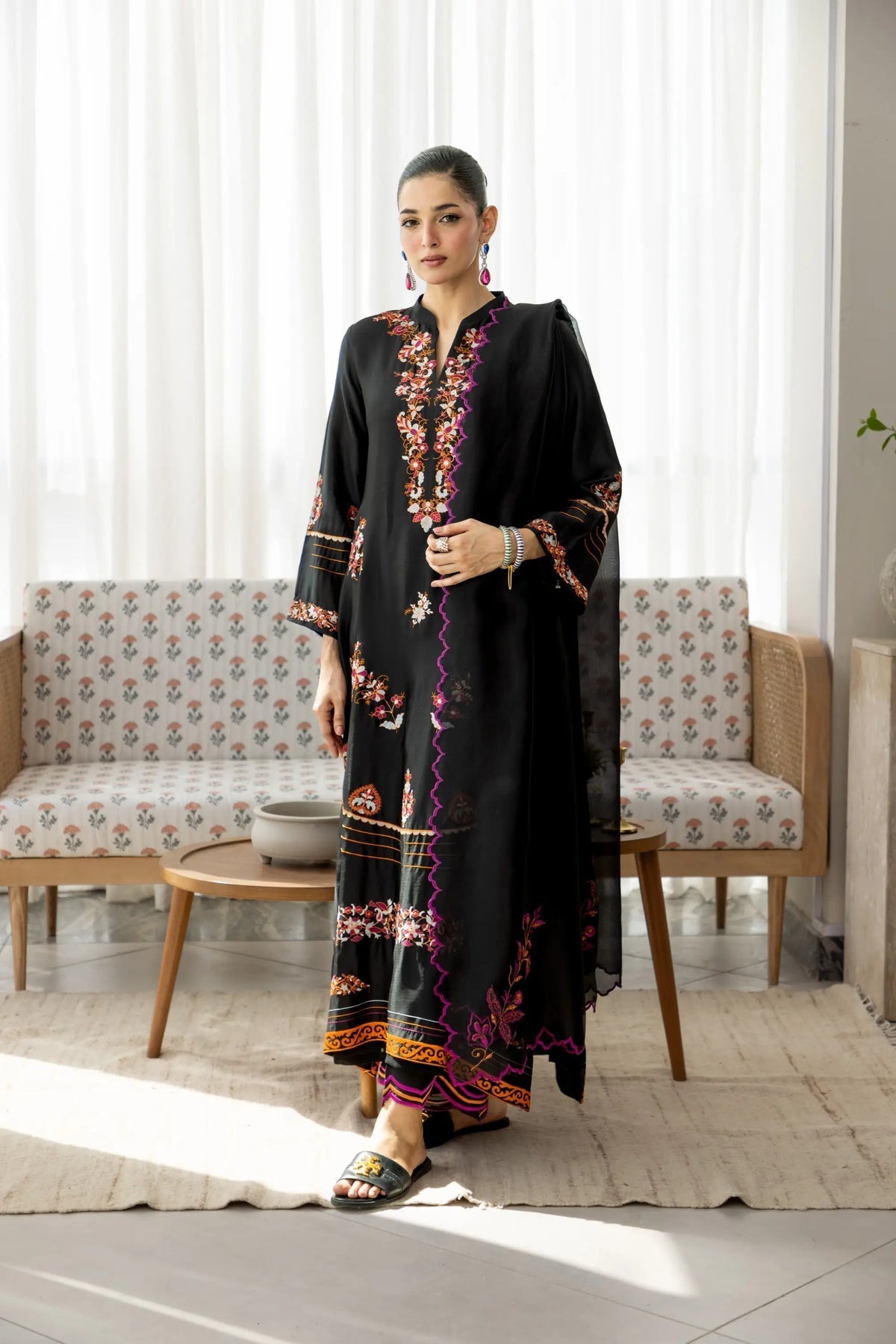 Wahaj M Khan | Sanam Luxe | Noir Sanam Kaftan