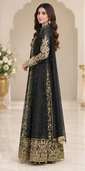 Zayan Clothing | RTW Embroidered Luxury Formal | Black & Gold Dress