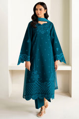 Farasha | Summer Weaves Embroidered Lawn | Teal Frost