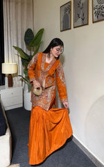 Zayan Clothing UK | Rust Orange Embroidered Formal | Shirt With Gharara – 2 Pc