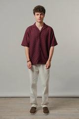 Textured Cuban Shirt - Maroon Mendeez | Zayan Clothing UK