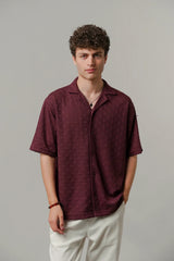 Textured Cuban Shirt - Maroon Mendeez | Zayan Clothing UK