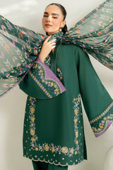 Farasha | Thread Lines Embroidered | Deep Pine