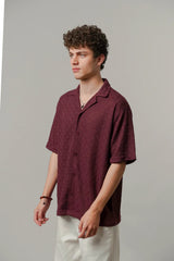 Textured Cuban Shirt - Maroon Mendeez | Zayan Clothing UK