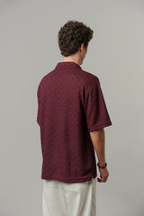 Textured Cuban Shirt - Maroon Mendeez | Zayan Clothing UK