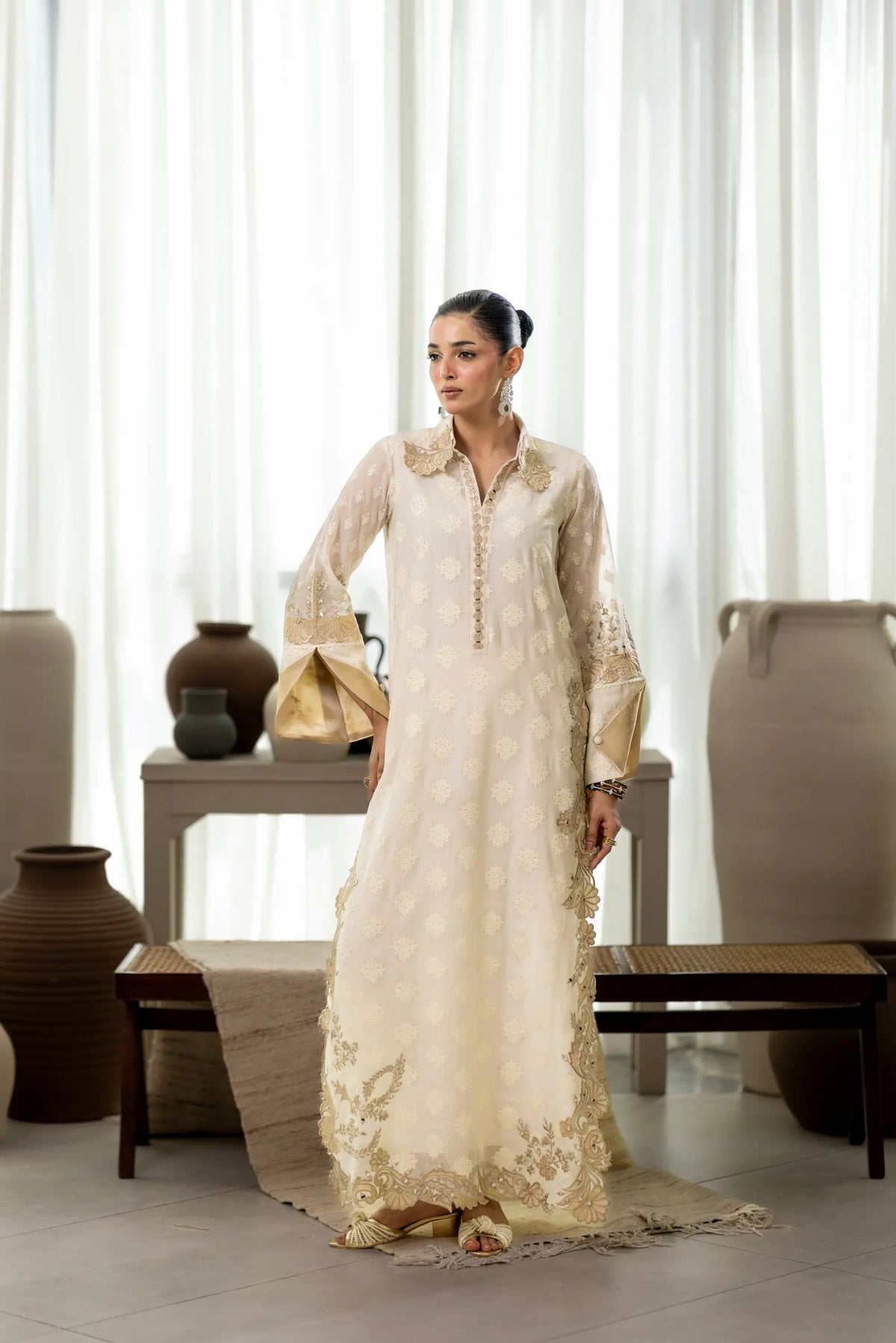 Wahaj M Khan | Sanam Luxe | Ivory Sanam Kaftan