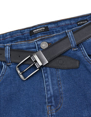 Black Geometric Premium Buckle Formal Belt
