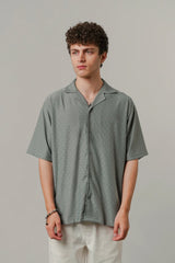 Textured Cuban Shirt - Sage Green | Zayan Clothing UK
