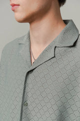 Textured Cuban Shirt - Sage Green | Zayan Clothing UK