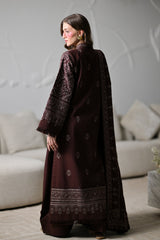 Zaib | CHOCOLATE BROWN LUXURY EMBROIDERED KARANDI 3PCS | Mira I (NEL-26634)