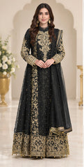 Zayan Clothing | RTW Embroidered Luxury Formal | Black & Gold Dress